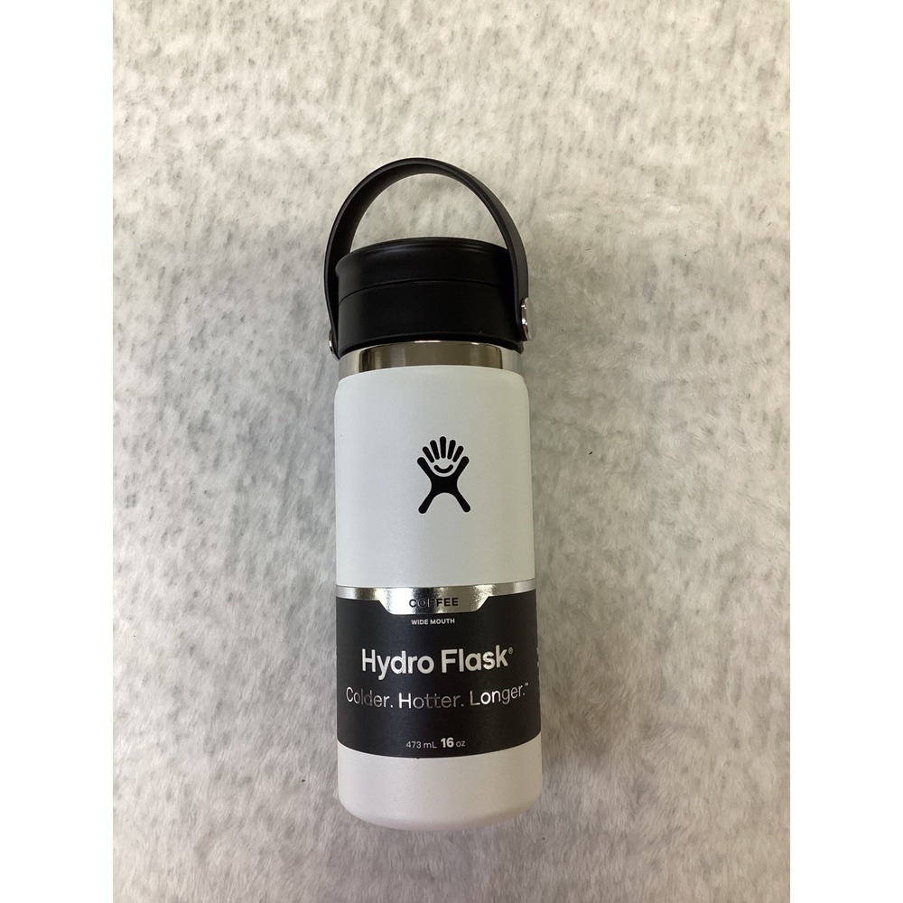 Hydro Flask 16 oz Wide Mouth White Water Bottle Flex Sip Lid New no tag